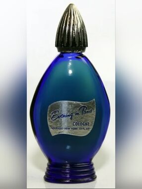 Vintage 1950s Evening in Paris Bourjois Cobalt Blue Bottle Preserve Floral Scent